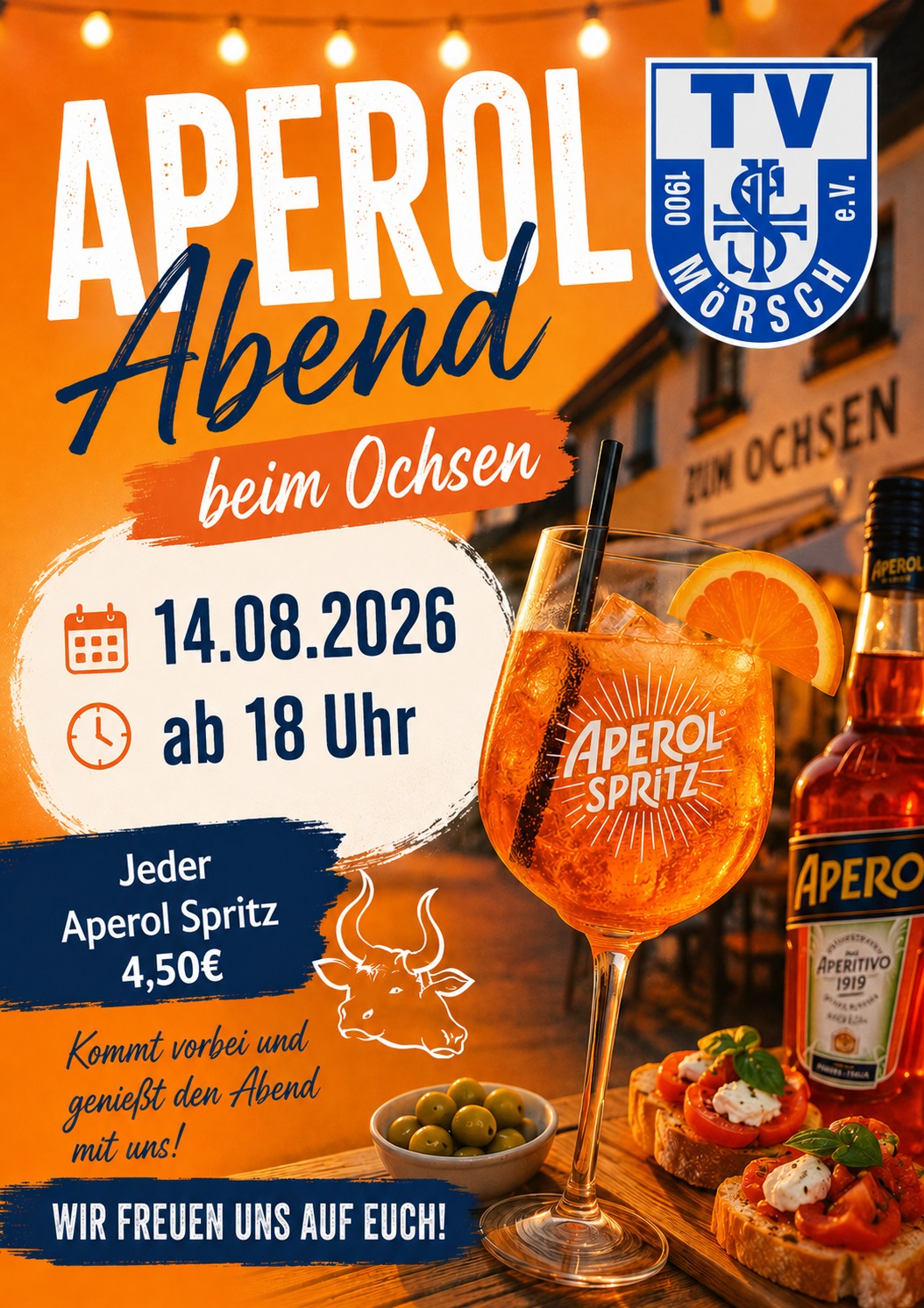 Aperol Abend beim Ochsen, 14.08.2026 ab 18 Uhr, jeder Aperol Spritz 4,50 €
