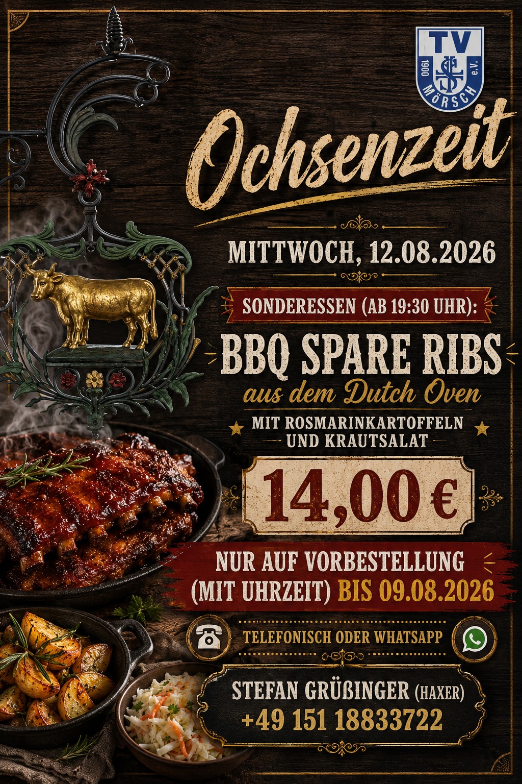 Ochsenzeit Mittwoch 12.08.2026 – BBQ Spare Ribs aus dem Dutch Oven, 14,00 €